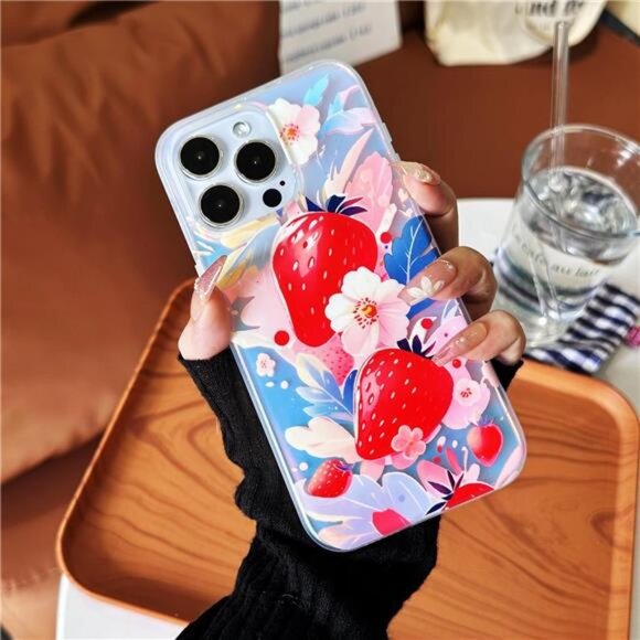 iPhone 14 / 15 Pro Pro Max Strawberry Bling Case Beaded Bracelet Iphone Case - Picture 6 of 7